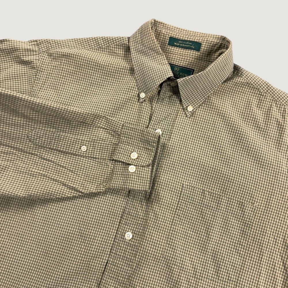Vintage 90's Embassy Row Mens Green Plaid Check Button Down Cotton Shirt Size 16